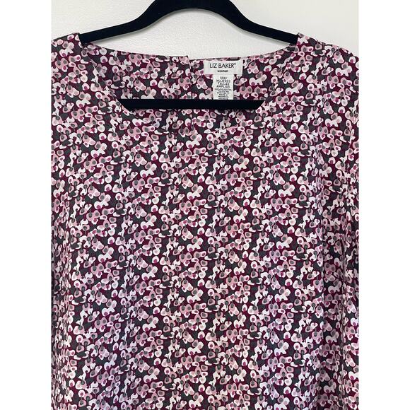 Liz Baker Abstract Floral All Over Print Blouse Dolman Sleeve‎ Relaxed Fit 18 W - Picture 2 of 9